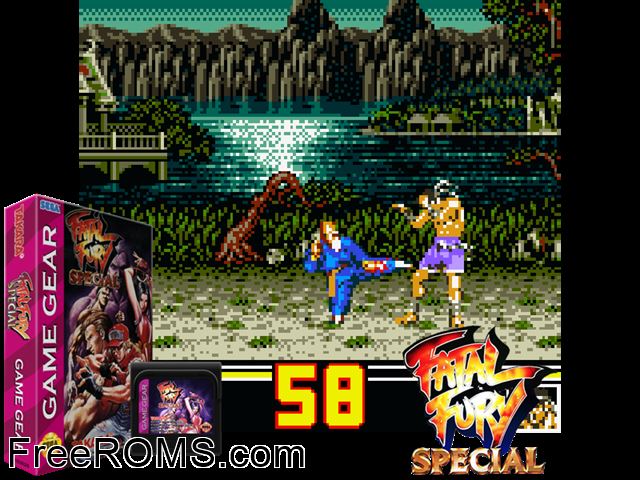 Fatal Fury Special alt Game Gear game showing 3D box cover and gameplay screenshot